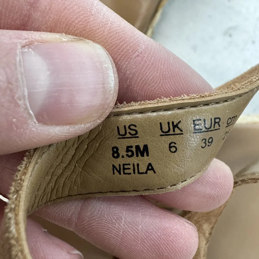 Womens Naturalizer Neila Brown Leather Espadrille Platform Wedge Sandal Size 8.5